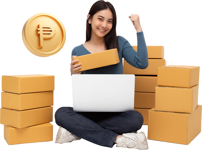 young businesswoman arranging her packages